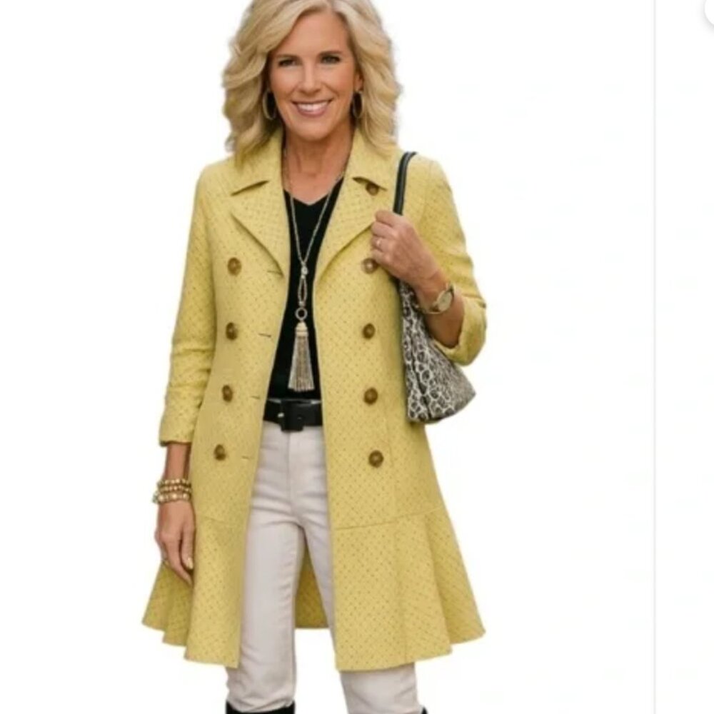 Cabi Hobnob Topper Jacket Dress NWOT Sz M Yellow Print